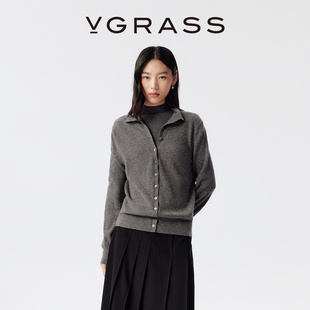 空气感水溶羊毛混纺针织开衫 VGRASS25秋冬新款 高领女 WISH系列