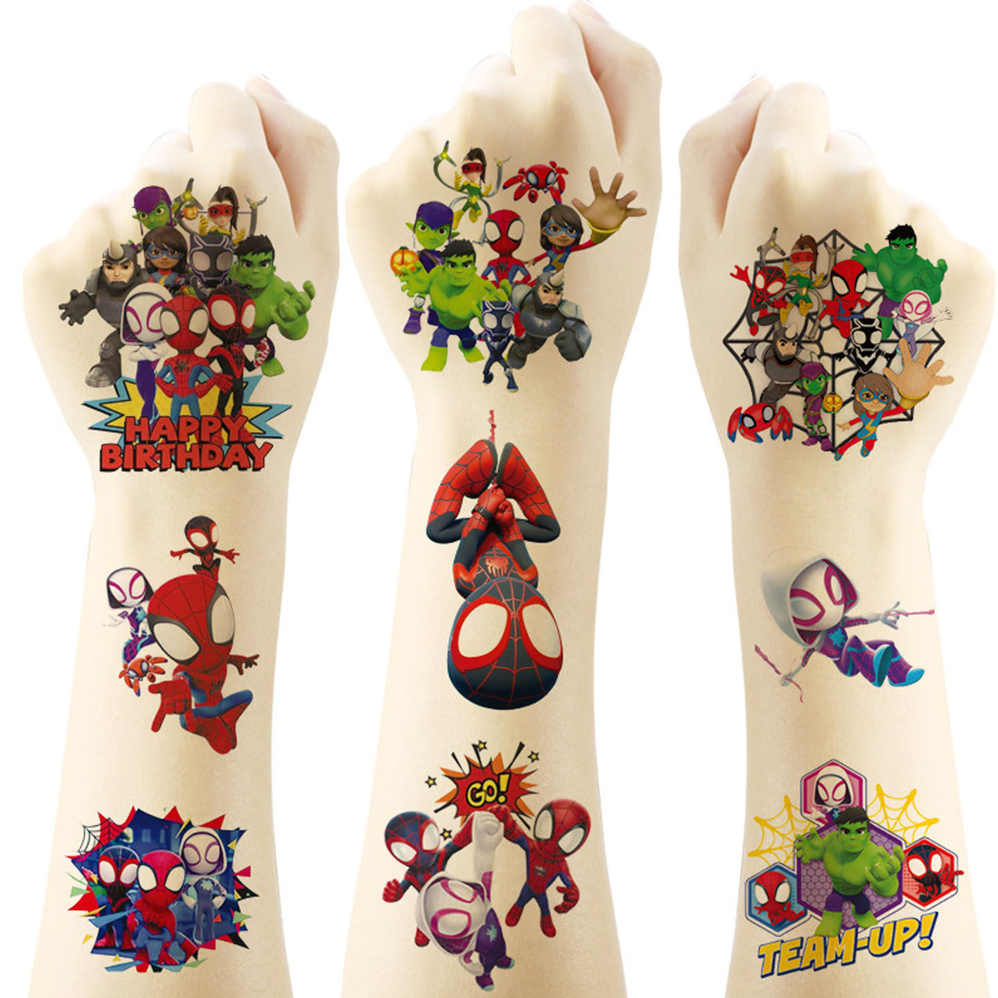 蜘蛛侠和他的神奇朋友们纹身贴纸20张卡通生日聚会派队贴画玩具贴