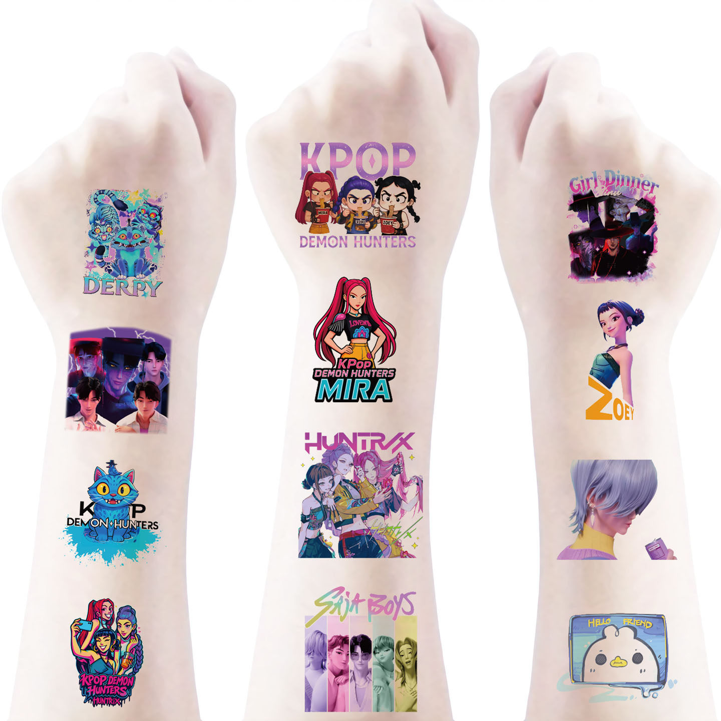 20张K-POP猎魔女团纹身贴纸玩具