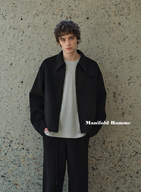 Manifold｜重工纯羊毛三角标cleanfit宽松休闲拉链毛呢夹克外套