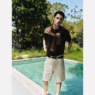 Manifold|15.5微米Biella Yarn精纺100%黄金羊毛圆领针织短袖