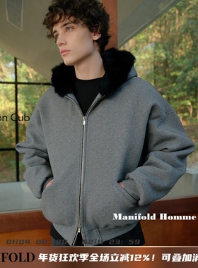 Manifold｜重磅进口安哥拉兔毛加厚保暖皮草毛领连帽夹克外套