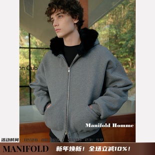 Manifold｜重磅进口安哥拉兔毛加厚保暖皮草毛领连帽夹克外套