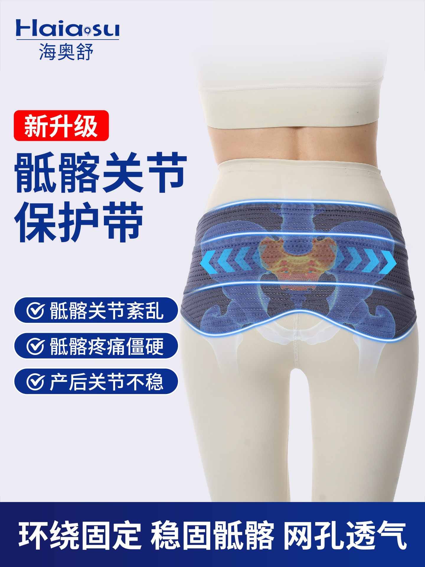 骶带髂髋关节保护固定腰护髋关节护托胯骨神器加压护带轻薄助康覆
