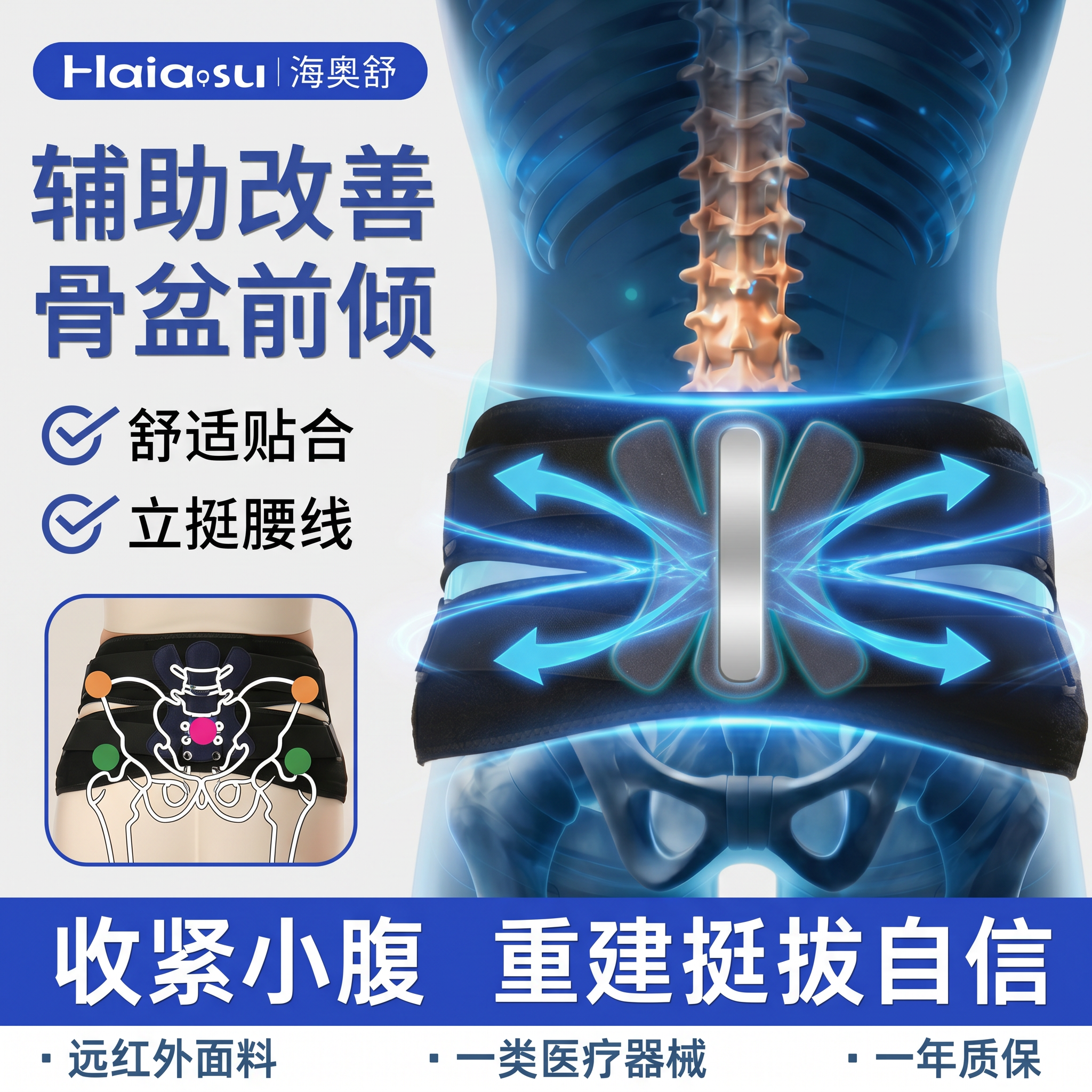 医用骨盆固定带骨盆前倾矫正器骶髂关节保护带盆骨护腰护带修复带
