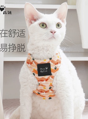 PawsHolic爪迷猫咪牵引绳背心式胸背带防挣脱宠物户外溜猫绳子