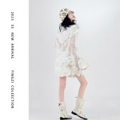 玫瑰香氛 镂空开衫 白色蕾丝罩衫 外穿薄款 女秋花边小衫 颖子定制