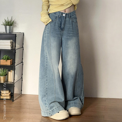 覆古阔腿牛仔裤女夏季新