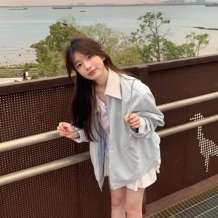 麂皮绒外套女2025春季韩系穿搭宽松学生夹克上衣薄款刺绣棒球服