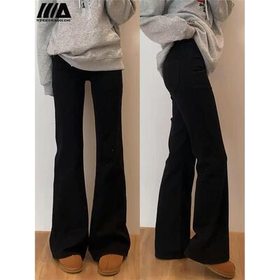 黑色微喇牛仔裤女2025春