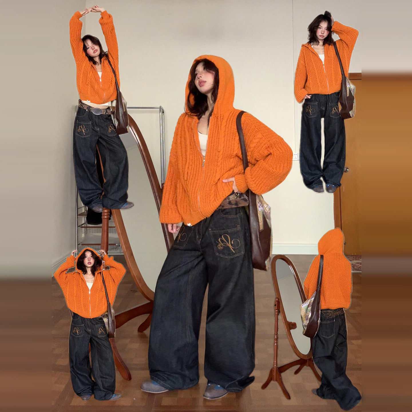 韩系氛围感橘色毛衣外套女秋冬季2026新款巨好看轻熟针织开衫上衣