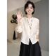 时尚 新中式 女2025早秋新款 衬衫 气质漂亮上衣 国风覆古提花圆领长袖