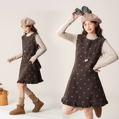 【褐裙柔意】法式蝴蝶结