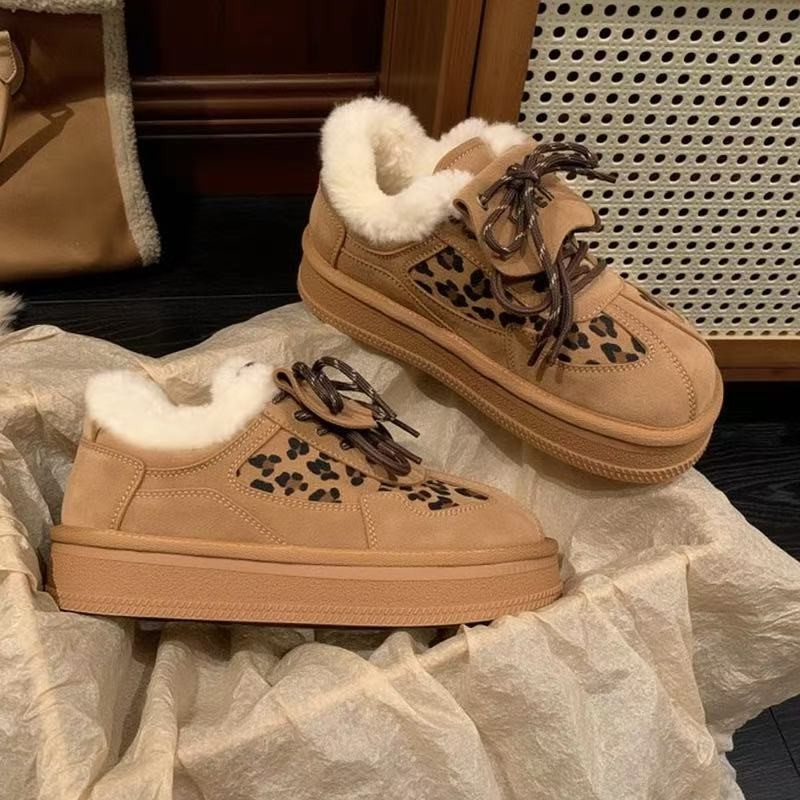 真皮版复古豹纹德训鞋女