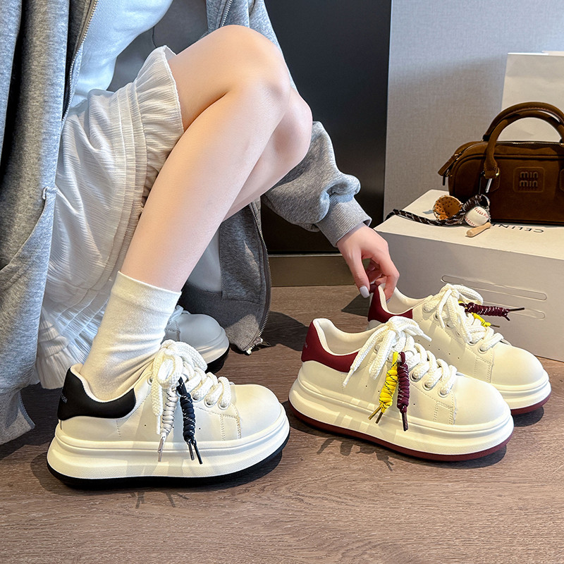 厚底小白鞋真皮内增高板鞋女款2026新款春季百搭轻便休闲运动鞋子
