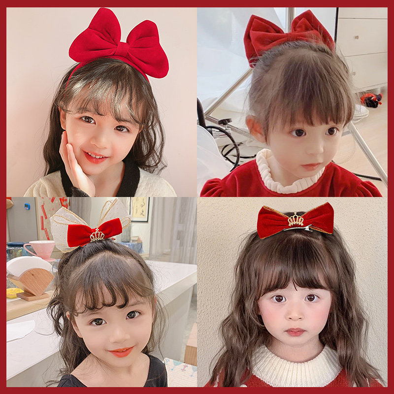 儿童新年皇冠蝴蝶结发夹