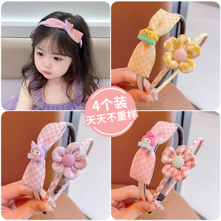 库洛米花朵发箍女童刘海侧边发捆带齿防滑压碎发儿童不勒头箍发卡