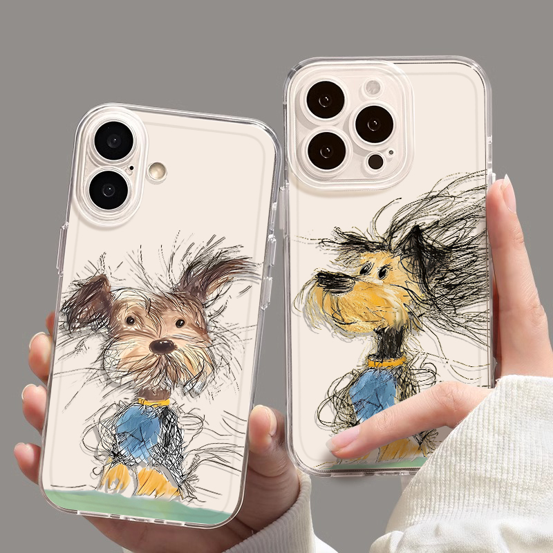 适用华为手机壳透明潦草凌乱小狗