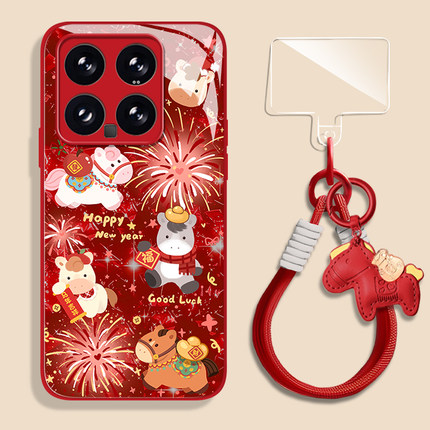烟花小马适用小米17promax手机壳15ultra新年14新款13红米k90马年80本命年70玻璃60至尊版50挂绳note12保护11