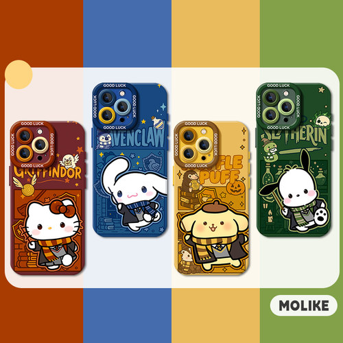 适用小猫苹果17手机壳iPhone16promax哈利波特15小狗12猫咪13mini小狗14霍格沃兹x新款xr保护xs套8情侣7防摔