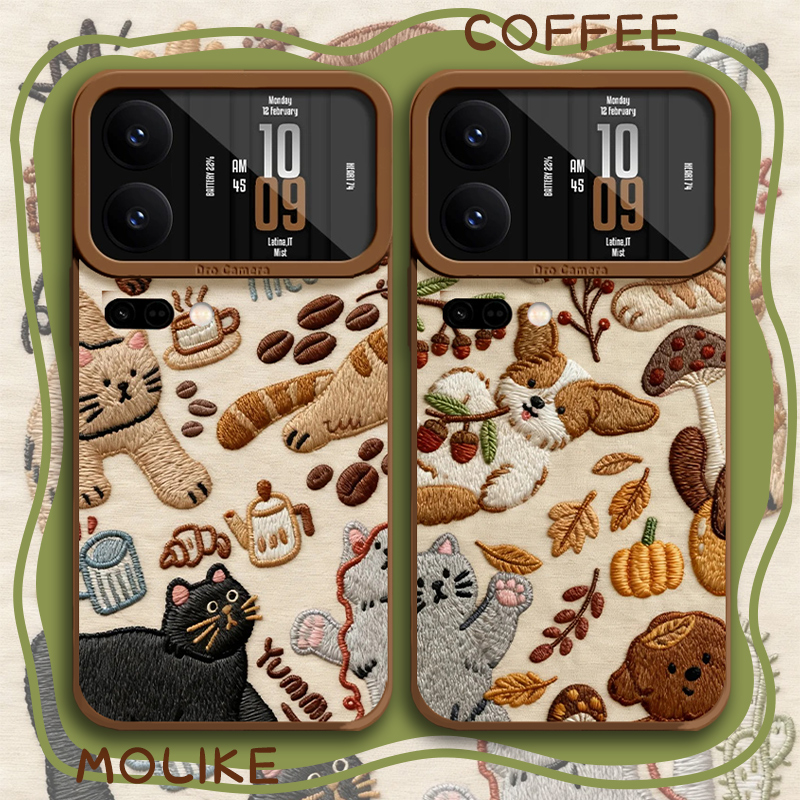 咖啡小猫适用小米17promax手机壳15ultra情侣14新款13红米k80猫咪70小狗60高级感50至尊版note12小众11男女外