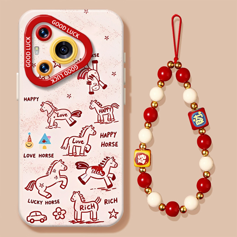 插画小马适用华为pura70手机壳mate80promax马年nova14新款13本命年12荣耀500带挂绳400外壳300硅胶x60红色50