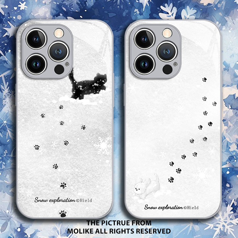 雪地猫咪适用小米17promax手机壳15ultra小狗14新款13红米k90情侣80高级感70小众60至尊版50秋冬note12玻璃11