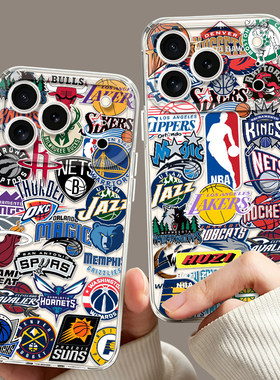 nba篮球队标适用苹果17promax手机壳iPhone16徽章15新款14球星13mini透明12湖人11勇士x男生xr高级感xs软8套7