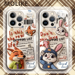 2男女3v vivo 毛绒尼克朱迪适用iqoo15手机壳13毛绒z9turbo情侣12卡通11s一加ace5新款 neo10pro兔子1