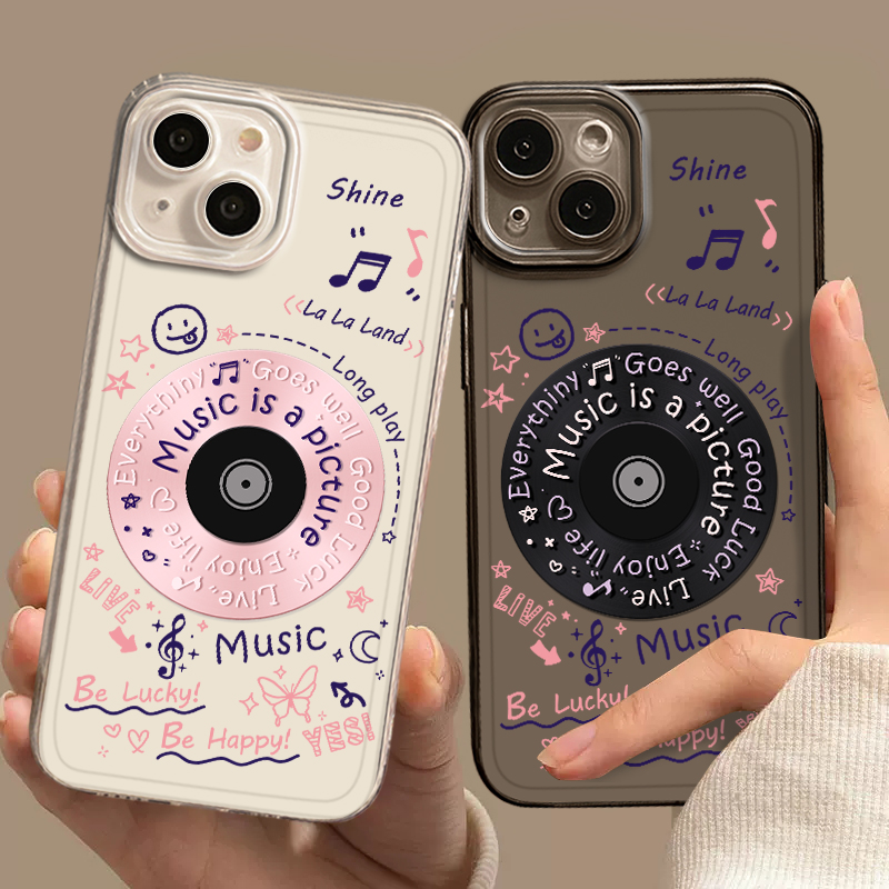 适用苹果手机壳唱片透明创意小众