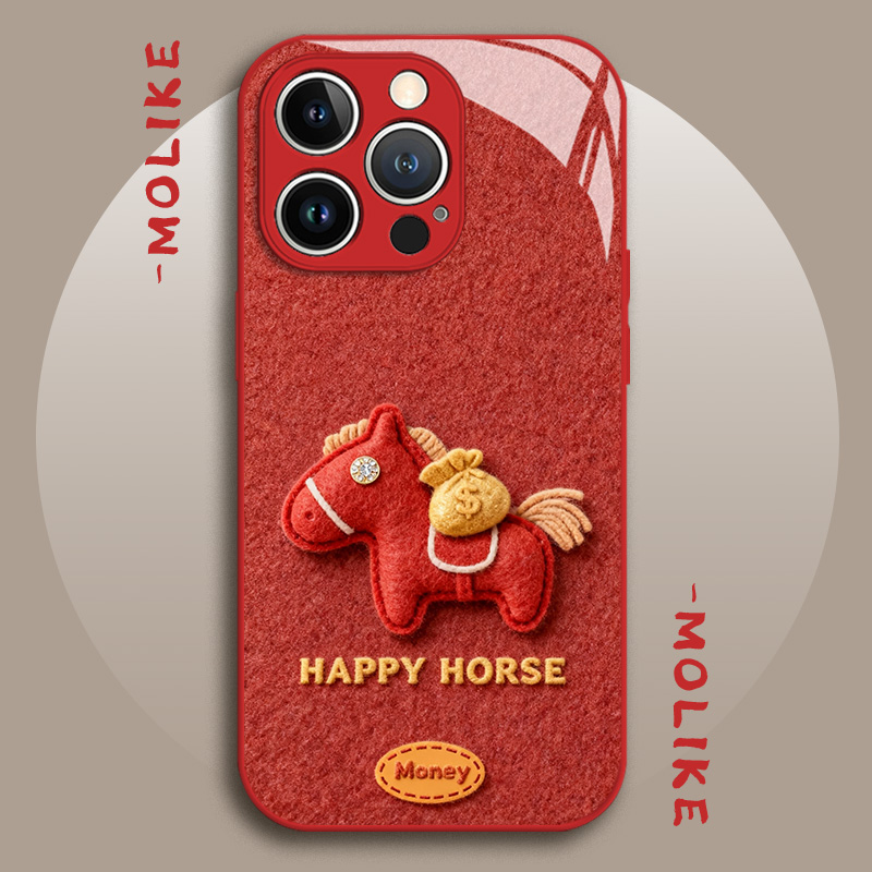 发财小马适用iqoo15手机壳13马年z9turbo新年12玻璃11s一加ace5新款neo10pro本命年1+2高级感3v/9/8/7/6/vivo