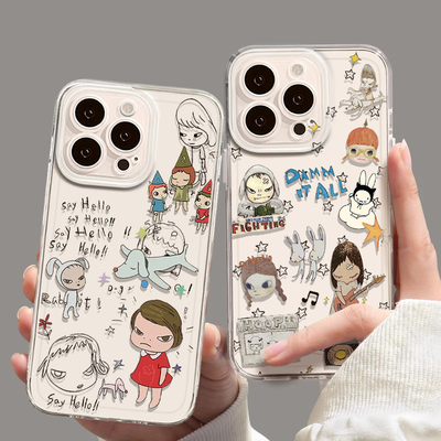 适用苹果手机壳奈良美智透明艺术