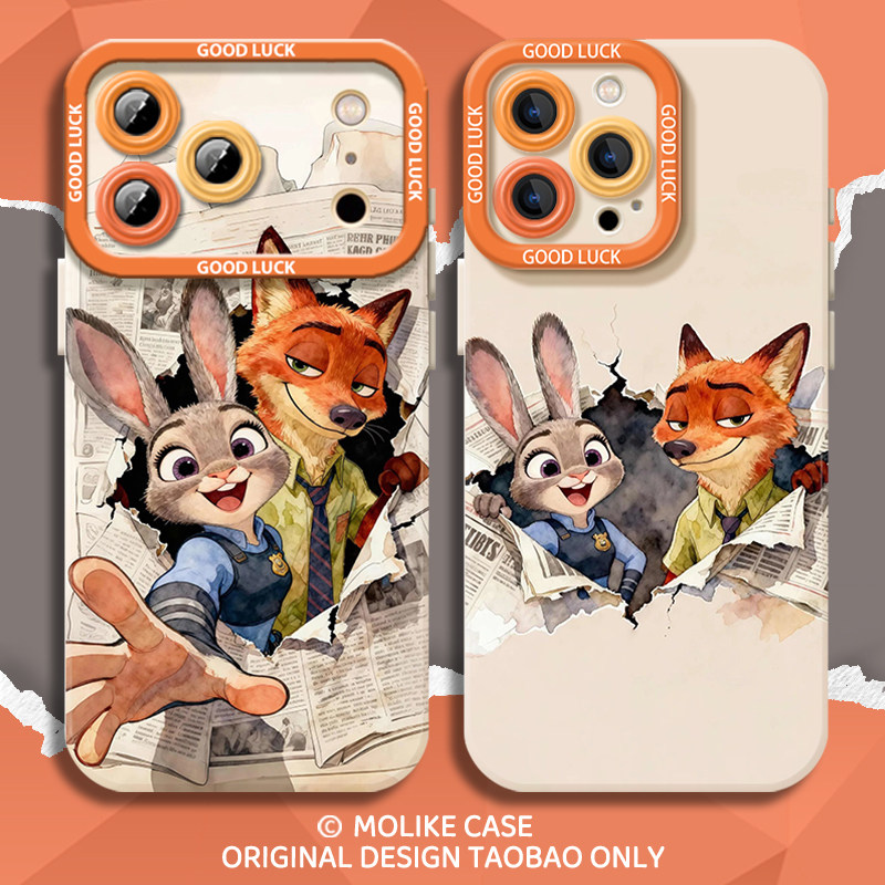 报纸尼克朱迪适用iqoo15手机壳13硅胶z9turbo疯狂12动物城11s一加ace5新款neo10pro情侣1+2套3v/9/8/7/6/vivo