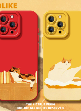 插画小猫适用小米17promax手机壳15ultra卡通14新款13红米k90情侣80可爱70硅胶60至尊版50猫咪note12保护11软