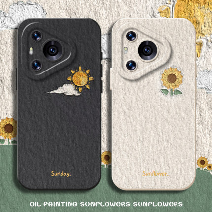 适用华为pura80手机壳mate70pro向日葵nova14太阳13油画风12荣耀400情侣300新款200男女x60创意50/magic7/6/5