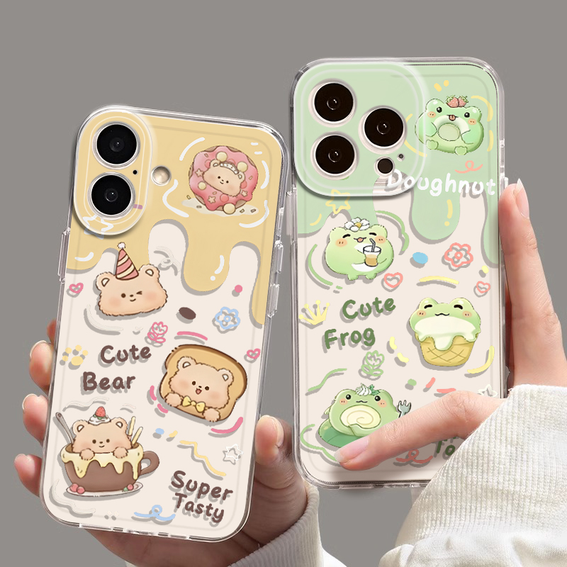 适用oppo手机壳透明奶油黄油小熊