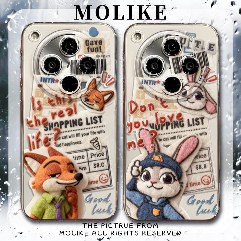 毛绒尼克朱迪适用oppofindx9手机壳findx8Ultra疯狂动物城7pro新款6情侣5透明4兔子3全包OPPO镜头s十保护套+