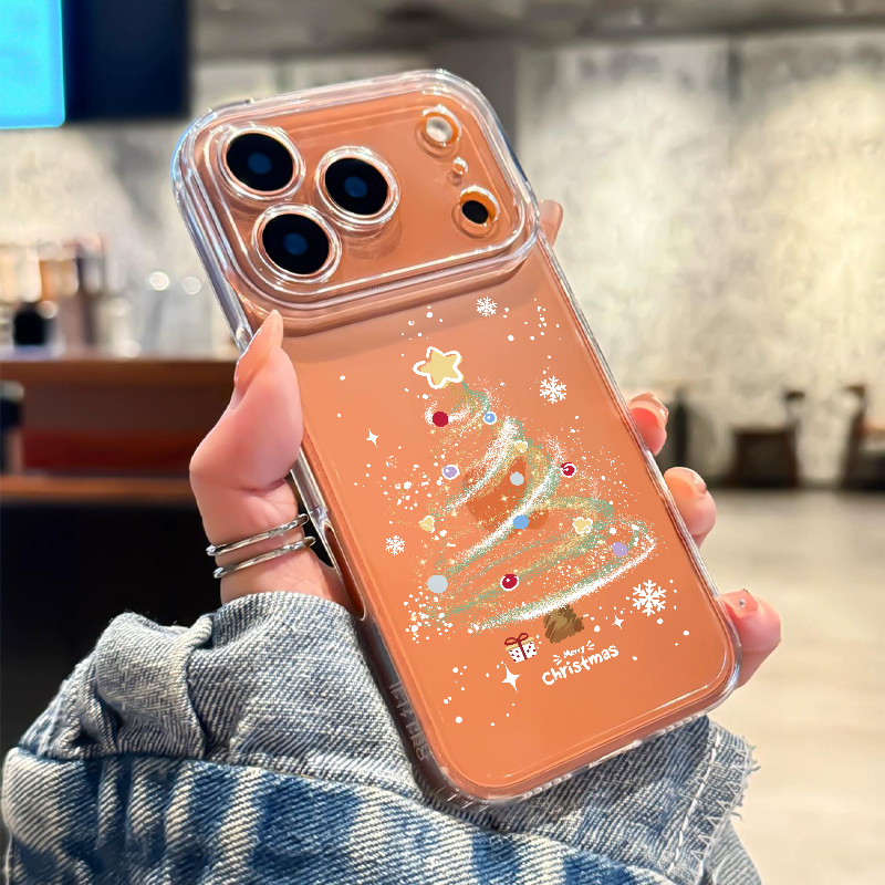 雪花圣诞树适用苹果17手机壳iPhone16promax圣诞节15新款14透明13mini秋冬12小众11男女x高级xr感xs/8/7/air
