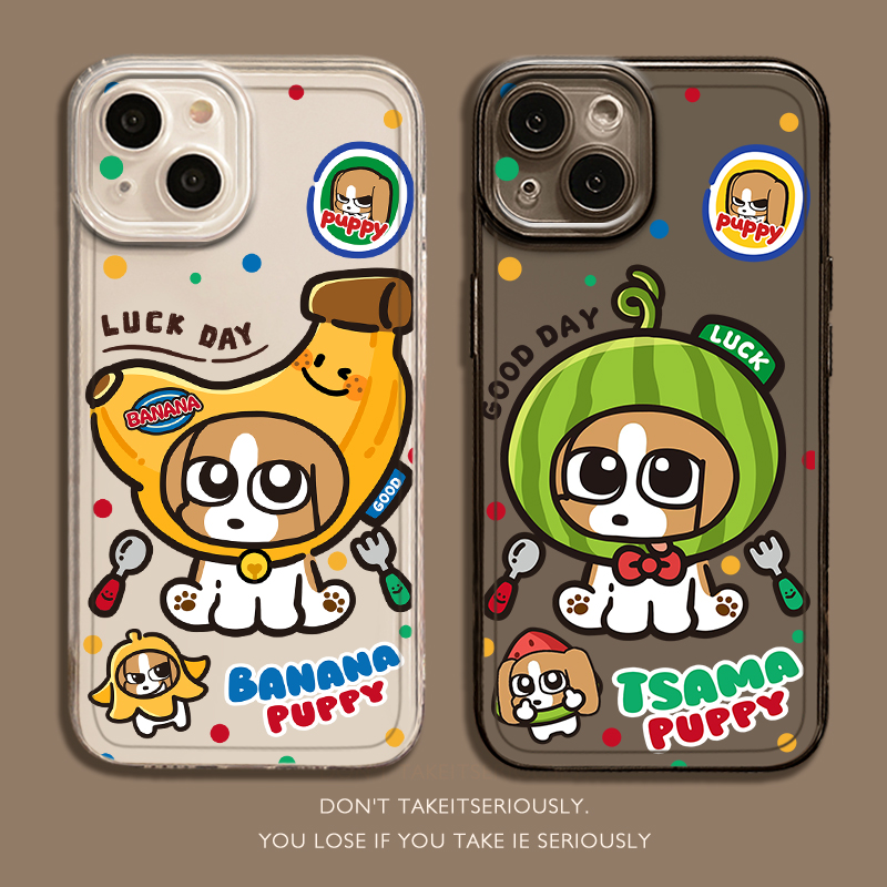 适用苹果16手机壳iPhone15promax西瓜比格犬14可爱13mini香蕉12小狗11透明x新款xr多巴胺xs保护套8防摔7外壳