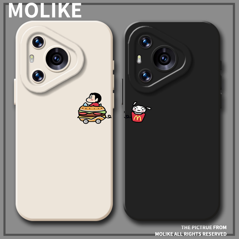 汉堡蜡笔小新适用华为pura80手机壳mate70pro情侣nova14新款13小狗12荣耀400情侣款300女200/x60/50/magic8/7