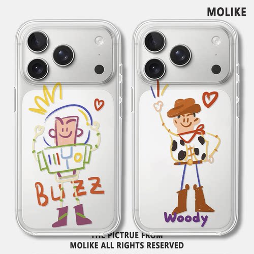 涂鸦玩具总动员适用苹果17promax手机壳iPhone16透明15新款14动漫13mini男12巴斯光年11卡通x迪士尼xr/xs/8/7
