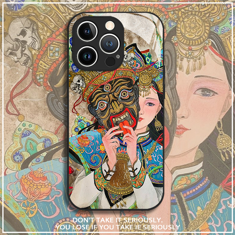 扎基拉姆适用苹果17手机壳iPhone16promax唐卡15藏式12玻璃13mini发财14暴富x新款xr古风xs保护套8防摔7外壳