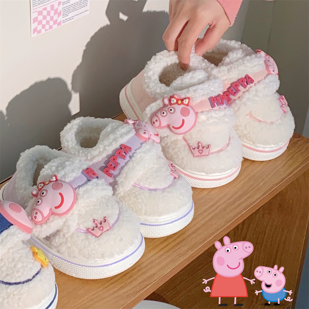外穿魔术贴儿童卡通可爱小猪佩奇棉鞋男童女童冬季舒适保暖勃肯鞋