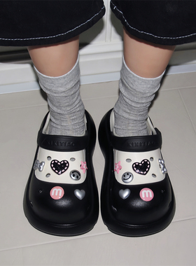 舒适户外穿夏季lo鞋可爱蝴蝶结甜酷少女心紫色防滑洞洞鞋凉拖女士