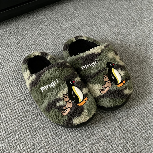 正版pingu迷彩企鹅情侣棉拖鞋