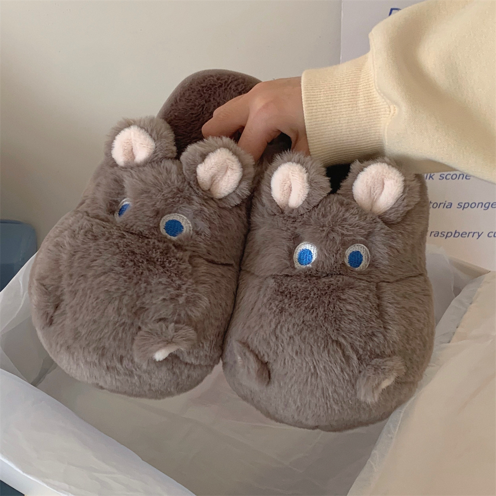 趣味可爱河马包头保暖时尚毛毛鞋