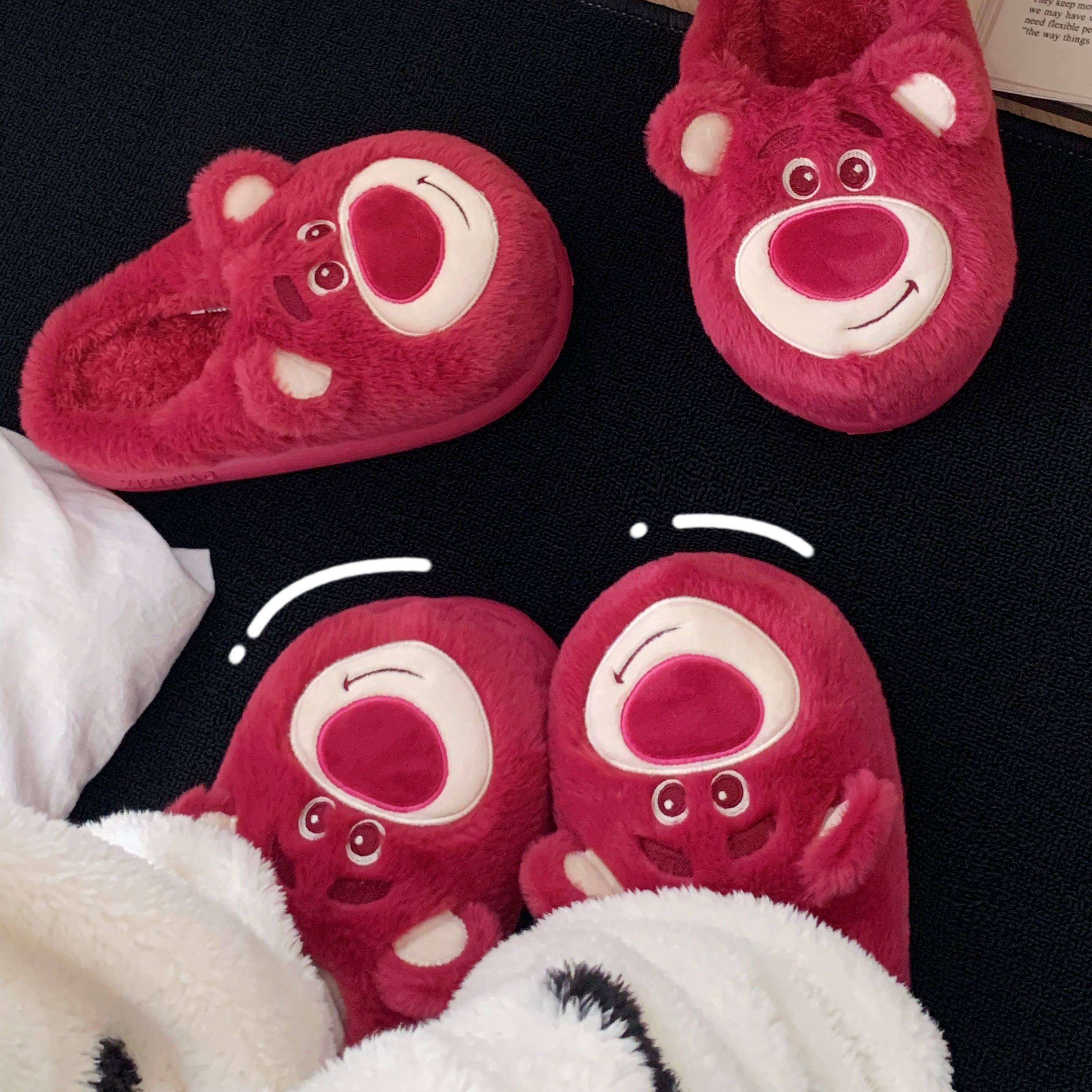 冬季情侣玩具总动员草莓熊棉拖鞋