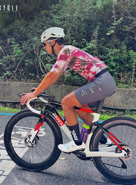 魅骑Mcycle夏季撞色自行车公路车骑行服短袖男款速干透气户外上衣