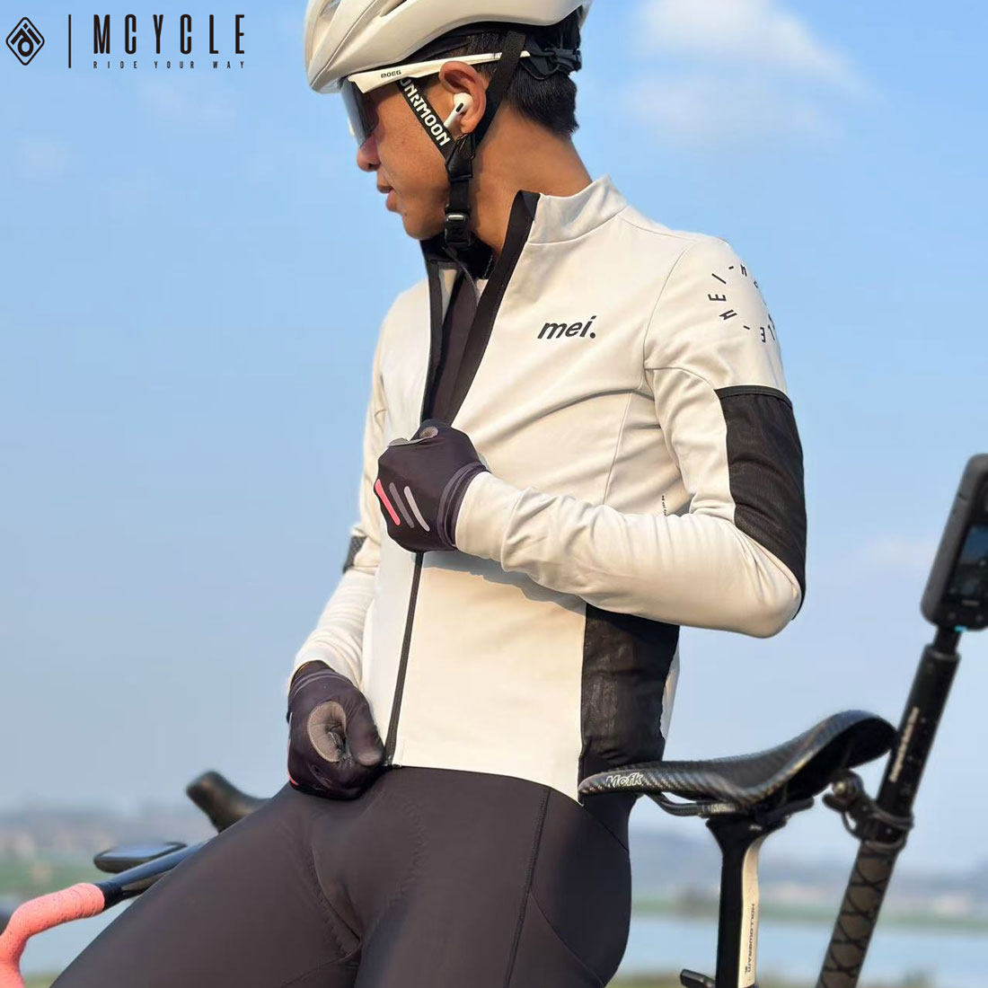 魅骑mcycle男女款骑行服长袖冬季抓绒保暖自行车公路服反光上衣
