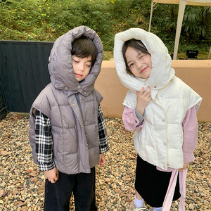 儿童羽绒服马甲外穿背心男女童中大童2023新款秋冬轻薄马夹外套韩